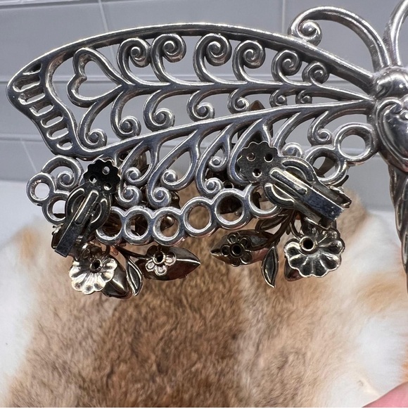 Vintage Art Noveau Czech Glass Rhinestones Deco Red Peach Glass Clip on Earrings - Picture 6 of 10